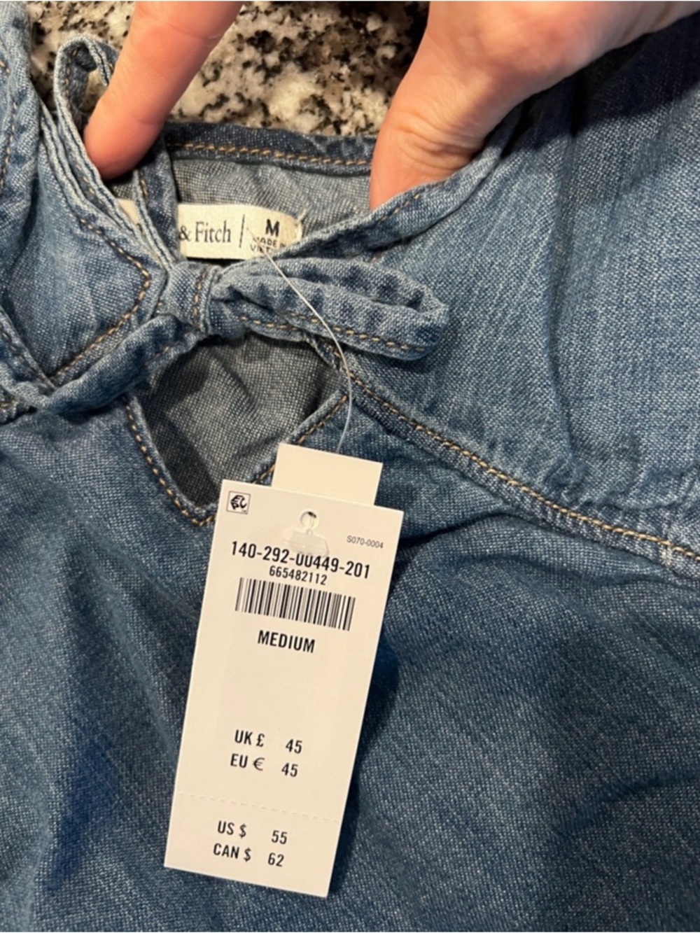 Abercrombie & Fitch Blue Denim Tie-Front Chambray Cami - Picture 4 of 5